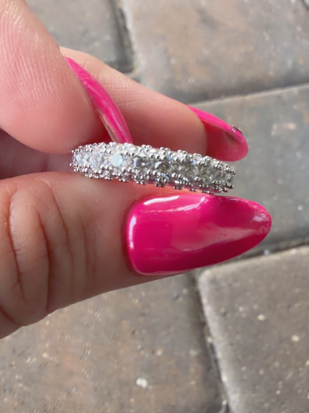AAA CZ Eternity Band Ring Size 5 | White Gold fille Pave
